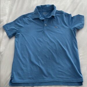 Vineyard vines Sankaty Performance Blue Striped Polo Shirt - Boys L (14)